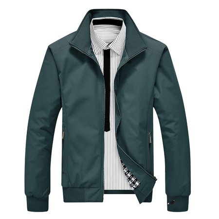 

Cotton Stand Collar Long Sleeve Jackets, Army green, Jacket