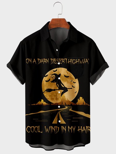 

Short Sleeve Shirt Collar Casual Shirt, Black, Men's Floral shirt