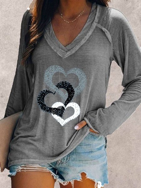 

Casual Geometric Shirts & Tops, Gray, T-Shirts