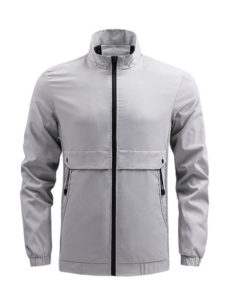 

Mens Rain Jacket Waterproof with Pockets Hiking Coat Lightweight Windbreaker, Gray, Jackets & Coats