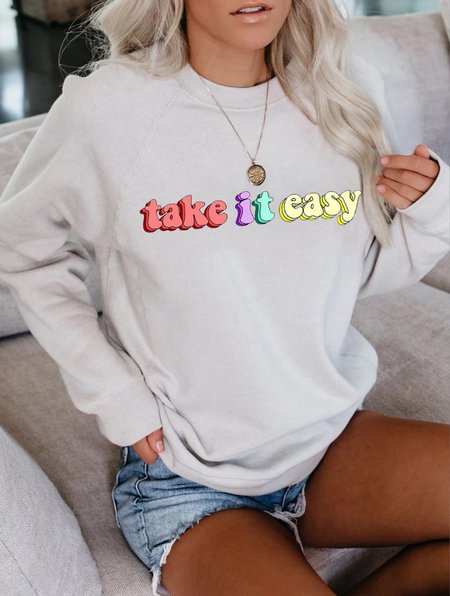 

Take It Easy Women's Sweatshirt, White, Hoodies&Sweatshirts