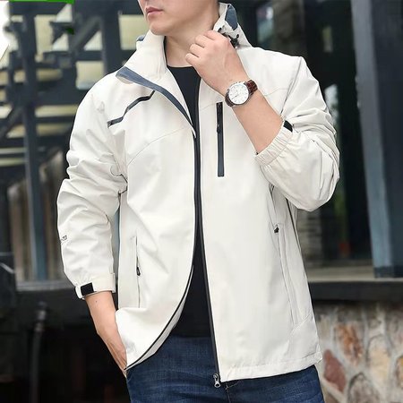 

Men's Hooded Plain Casual Long Sleeve Jackets, White, Jacket