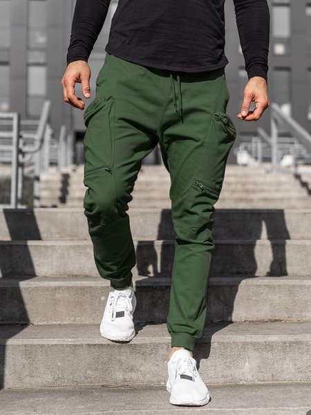 

Multi-pocketed casual pants men's pants long pants, Army green, Pants