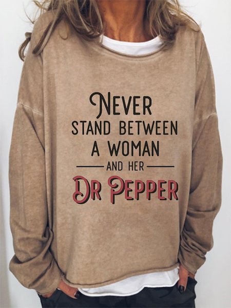 

Never Stand Between a Women and The Dr Pepper Graphic Sweatshirt, Khaki, Hoodies&Sweatshirts