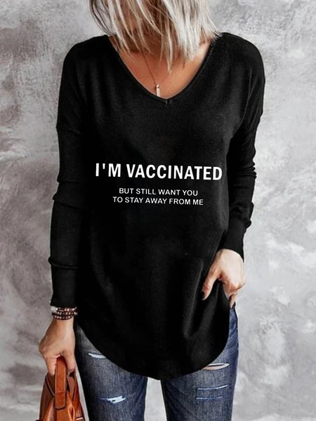 

Casual Long Sleeve V Neck Plus Size Printed Tops T-shirts, Black, Hoodies & Sweatshirts