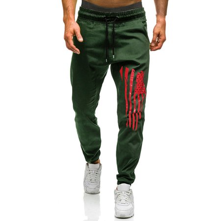 

Flag print design Stylish casual sports casual sweatpants, Army green, Pants