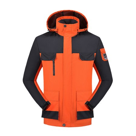 

Men's Zipper Hooded Long Sleeve Outdoor Jackets, Orange, Jacket