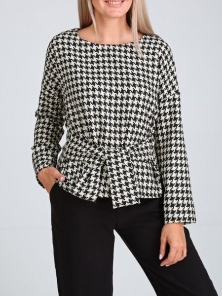 

Fall Slightly stretchy Lace-Up Work Date Mid-weight Tops, As picture, Blouses and Shirts