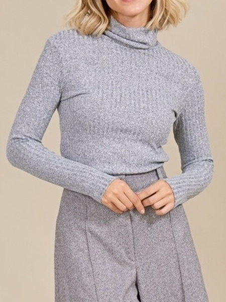 

Fall Elegant Mid-weight Simple Date Daily Work High Stretch Tops, Gray, Pullovers