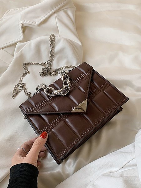 

Retro Simple Triangle Buckle Chain Bag, Coffee, Bags