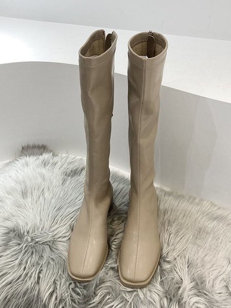 

Pu Mid Calf Boots, Khaki, Boots
