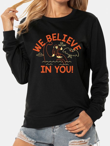 

We Believe In You Ladies Sweater, Black, Sweatshirts