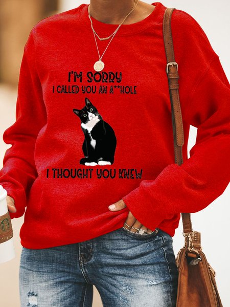 

Cat Sorry I Called You Women's Casual Sweatshirts, Red, Hoodies&Sweatshirts