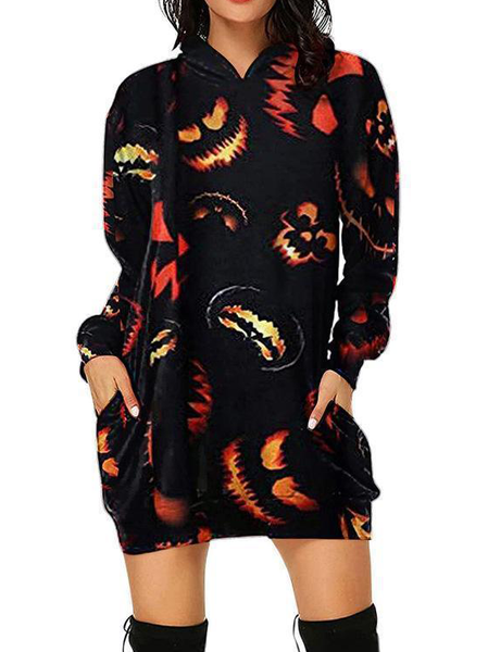 

Long Sleeve Cotton Casual Dresses, Black-red, Hoodies & Sweatshirts
