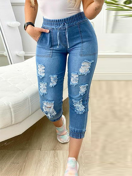 

Sexy Pockets Denim Pants, As picture, Jeans
