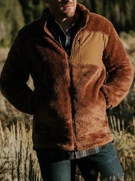 

Fleece Outdoor Solid Jackets, Brown, Jackets & Coats
