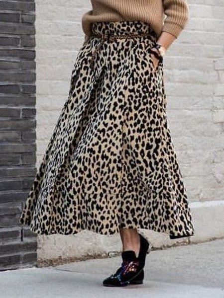 

Elegant Leopard Skirt, Maxi Skirts