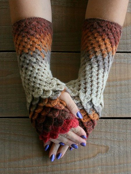 

Scale Gradient Gloves, As picture, Scarves&Gloves