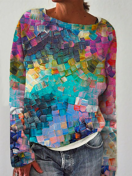 

taglia grande Multicolore Stampato Casuale Felpa, Hoodies & Sweatshirts