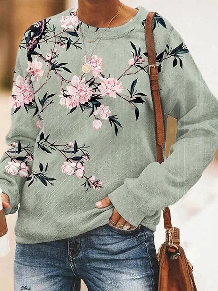 

Exquisite Floral Print Round Neck Casual Sweatshirts, Green, Sweatshirts & Hoodies