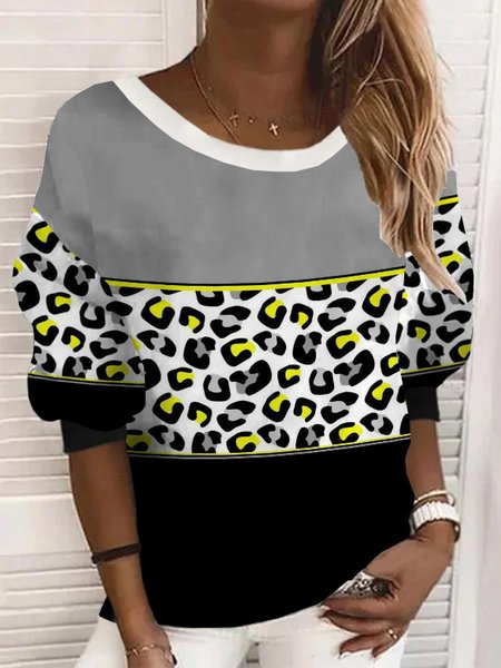 

Off Shoulder Casual Leopard Sweatshirt, Multicolor, Hoodies & Sweatshirts