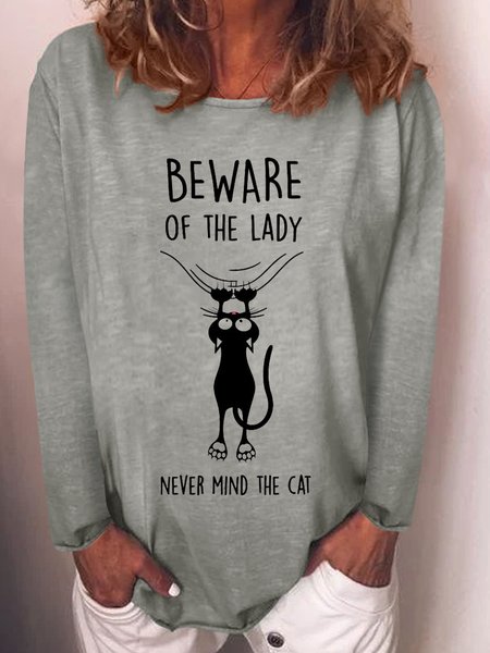 

Beware Of The Lady Ladies Long Sleeve Top, Gray, Hoodies&Sweatshirts