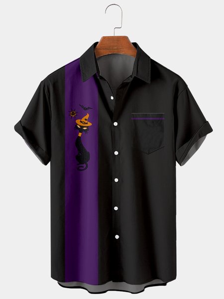 

Festival Casual Shirt Collar Shirts, Black, Men's basic shirt