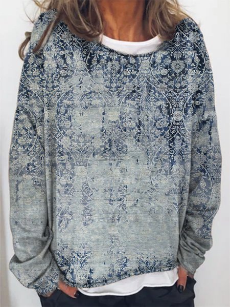 

Vintage Stampato Maniche Lunghe Top, Come immagine, T-Shirts