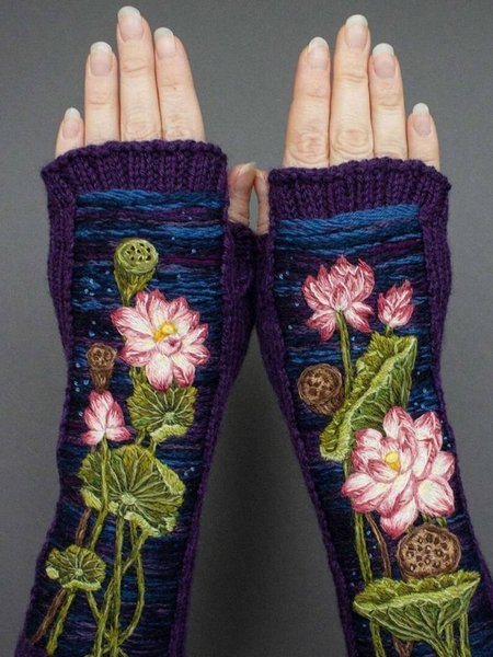 

Crochet Flower Gloves, As picture, Scarves&Gloves
