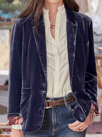

Raglan Sleeve Cotton Blends Outerwear, Blue, Blazers