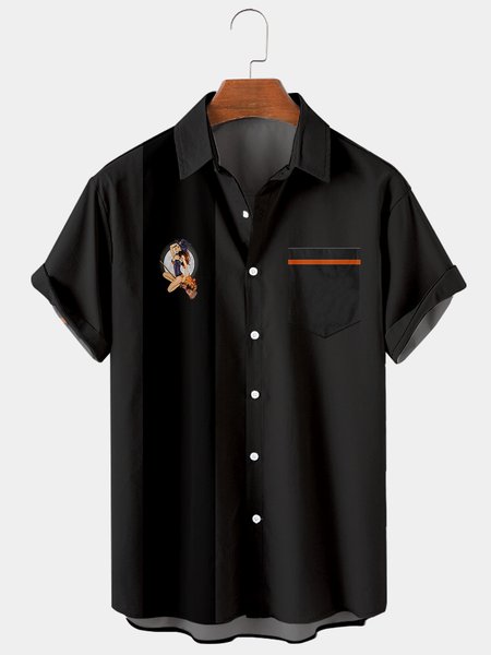 

Casual Shirt Collar Shirts, Black, Men's basic shirt