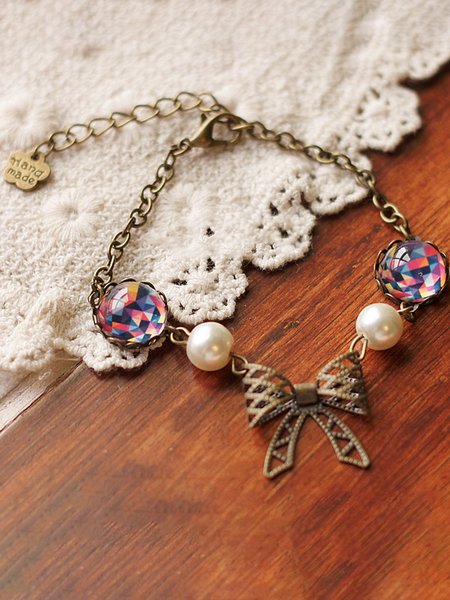 

Vintage Gemstone Bow Pearl Bracelet, Bracelets