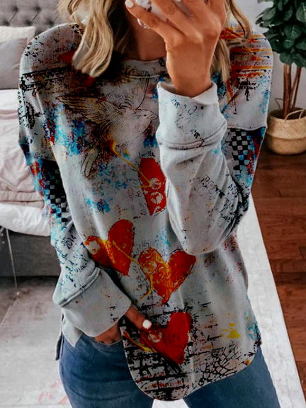 

Cotton Blends Sweatshirt, As picture, Hoodies & Sweatshirts