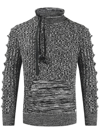 

Half high neck personality drawstring men's sweater, Deep gray, Hoodies&Sweatshirts