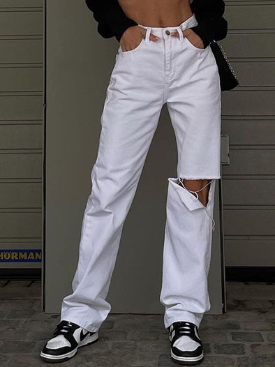 

Cotton Casual Pants, White, Pants
