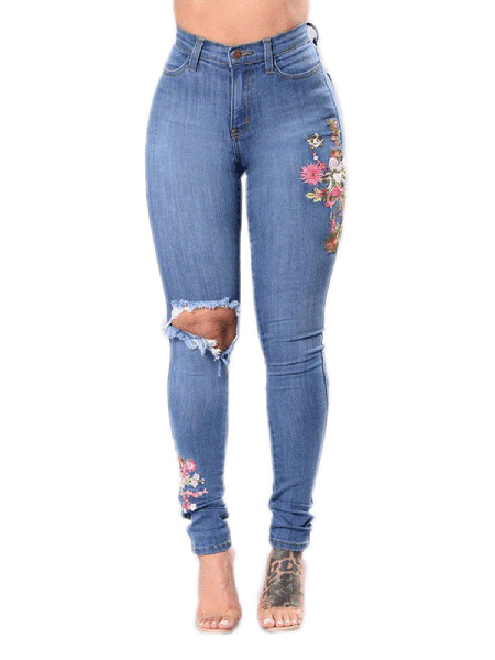 

Vintage Embroidered Pants, Lightblue, Jeans