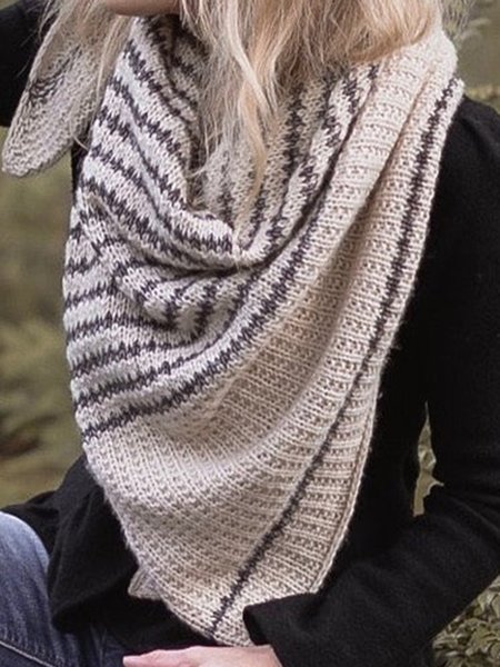 

Crochet Striped Scarf Shawl, As picture, Scarves