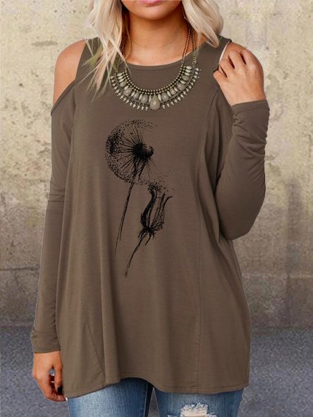 

Casual Cotton-Blend Dandelion Shift Shirts & Tops, Coffee, T-Shirts