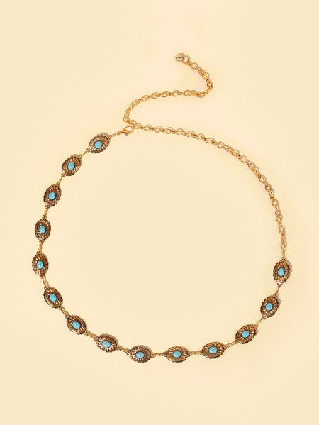 

Vintage Turquoise Metal Cutout Belt, Golden, Belts