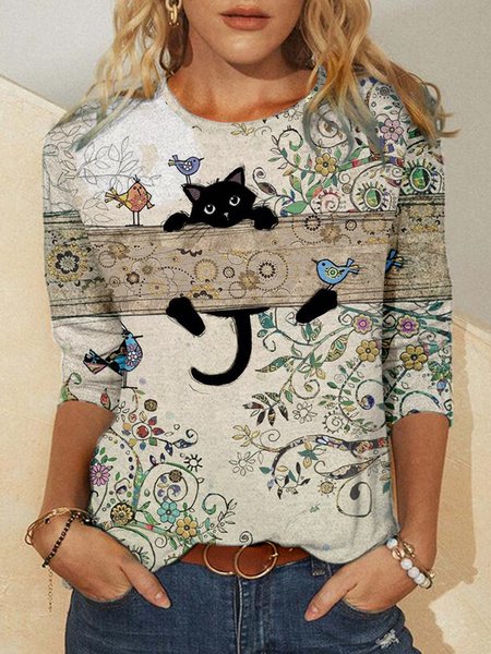 

Cute Black Cat Casual Shirts & Tops, As picture, Hoodies&Sweatshirts