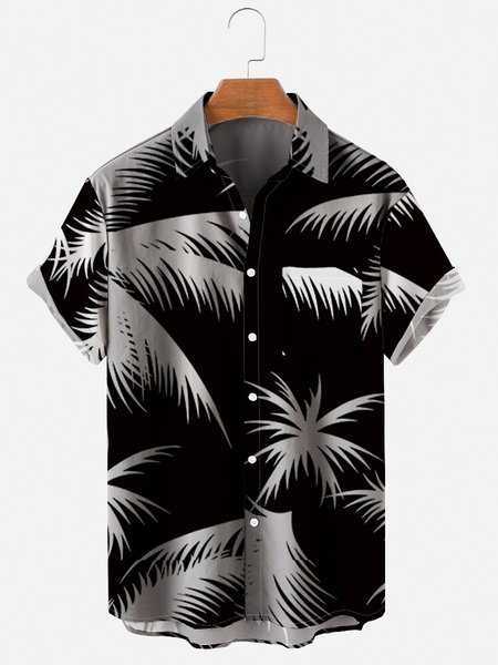 

Casual Coconut Tree Shirts, Black, Men's Floral shirt