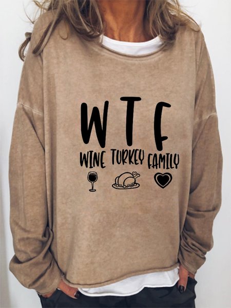 

Wine Turkey Family Thanksgiving Funny Off Shoulder Sweatshirts, Khaki, Hoodies&Sweatshirts