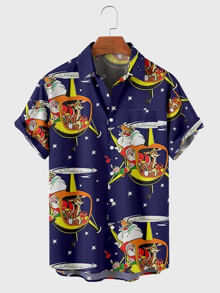 

Casual Christmas Shirt Collar Shirts & Tops, Blue, Men's shirts