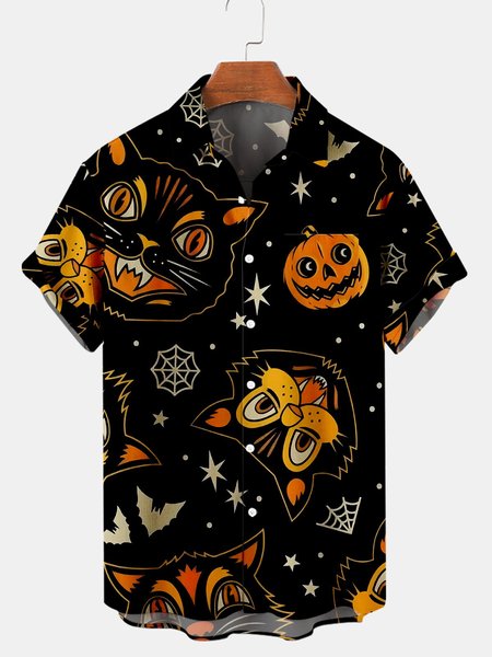 

Short Sleeve Cat Shirts & Tops, Black, Men's shirts