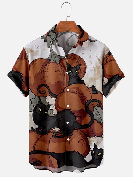 

Festival Short Sleeve Shirt Collar Shirts, As picture, Men's Floral shirt