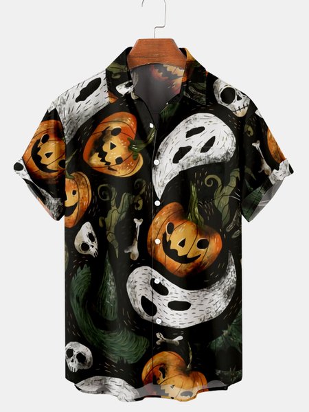 

Short Sleeve Shirt Collar Shirts & Tops, Black, Shirts ＆ Blouse