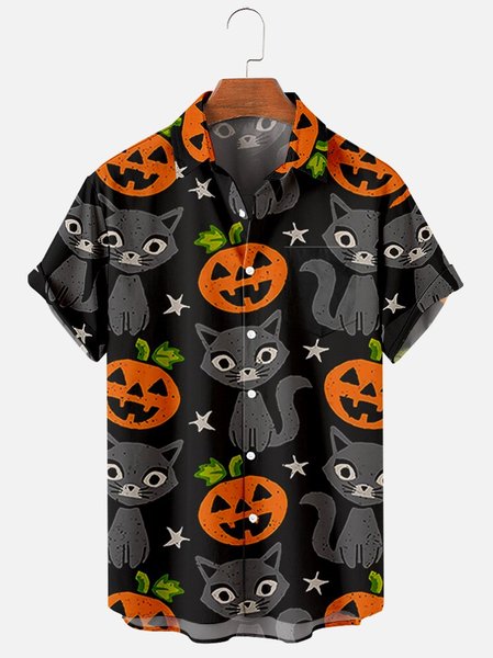 

Pockets Cat Shirts & Tops, Black, Men's Floral shirt