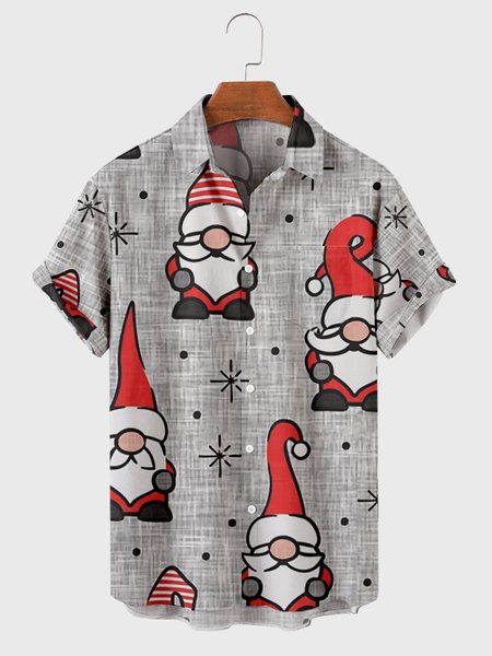 

Short Sleeve Christmas Shirt Collar Shirts & Tops, Gray, Men's shirts