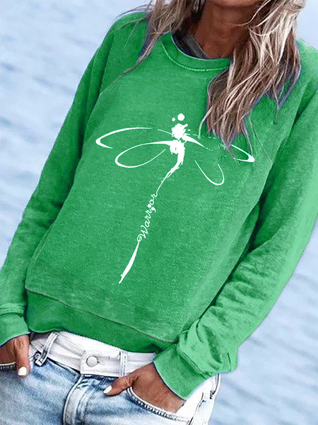 

Long Sleeve Dragonfly Printed Sweatshirt, Green, Sweatshirts & Hoodies