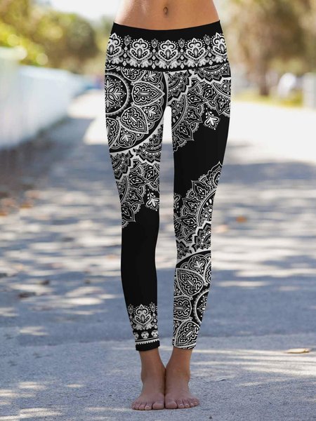 

Casuale taglia grande Stampato Pantaloni, Nero, Leggings